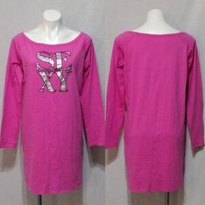 Victoria's Secret Hot Pink Rhinestone Sleepwear Dress M Loungewear Nightshirt